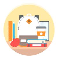 Vecteur de retour aux accessoires scolaires