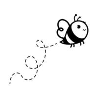 dessin animé mignonne peu abeille en volant sur le à pois ligne à trouver sucré mon chéri vecteur