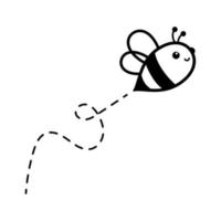 dessin animé mignonne peu abeille en volant sur le à pois ligne à trouver sucré mon chéri vecteur