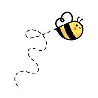 dessin animé mignonne peu abeille en volant sur le à pois ligne à trouver sucré mon chéri vecteur