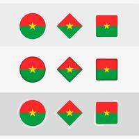 burkina faso drapeau Icônes ensemble, vecteur drapeau de burkina faso.