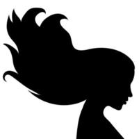 le silhouette de une magnifique femme avec longue cheveux écoulement dans le vent dans profil. modèle pour cartes postales, salutations, dépliants, bannières pour une beauté salon, coiffeur ou aux femmes journée sur Mars 8 vecteur