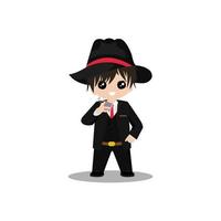 illustration de conception de vecteur de mascotte de personnage de dessin animé mignon mafia