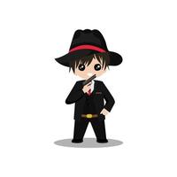 illustration de conception de vecteur de mascotte de personnage de dessin animé mignon mafia