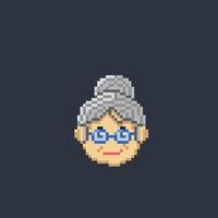 une vieille femme tête dans pixel art style vecteur