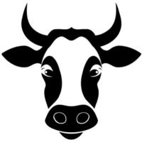 noir et blanc vache tête logo vecteur