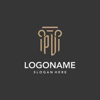 pu logo monogramme avec pilier style conception vecteur