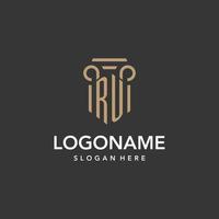 ru logo monogramme avec pilier style conception vecteur