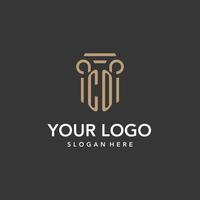 co logo monogramme avec pilier style conception vecteur