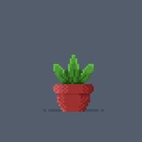 plante sur le pot avec pixel art style vecteur