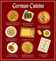 allemand cuisine nourriture menu page vecteur modèle