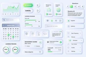 éléments d'interface utilisateur pour le modèle d'éléments d'interface utilisateur de conception neumorphique d'application mobile d'éducation à distance vecteur