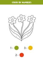 Couleur dessin animé fleurs par Nombres. feuille de travail pour enfants. vecteur