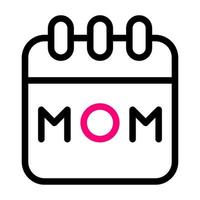 calendrier maman icône bicolore noir rose Couleur mère journée symbole illustration. vecteur