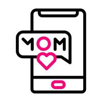 téléphone maman icône bicolore noir rose Couleur mère journée symbole illustration. vecteur
