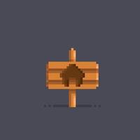 en bois Accueil signe dans pixel art style vecteur