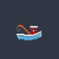 chalutier bateau dans pixel art style vecteur