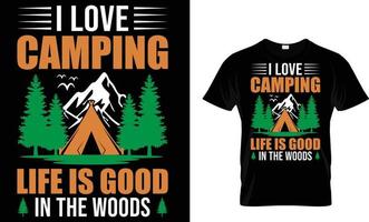 aventure, montagne, randonnée, camping, typographie, vecteur T-shirt conception