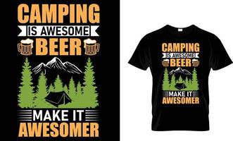 aventure, montagne, randonnée, camping, typographie, vecteur T-shirt conception