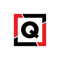 q lettre avec rouge noir Cadre monogramme. q entreprise icône. vecteur