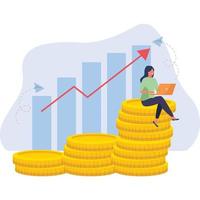 femme montrant le financier statistiques illustration vecteur