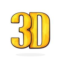 abréviation 3d pour tridimensionnel film. icône pour stéréo films. film industrie. isolé sur blanc Contexte vecteur
