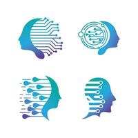 numérique abstrait icône Humain tête technologie logo vecteur