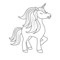 noir et blanc ligne art Licorne des gamins illustration vecteur