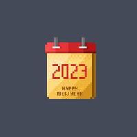2023 année calendrier dans pixel art style vecteur