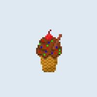 Chocolat la glace crème dans pixel art style vecteur