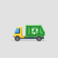 des ordures un camion dans pixel art style vecteur
