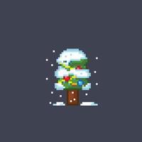 Noël arbre dans hiver saison dans pixel art style vecteur