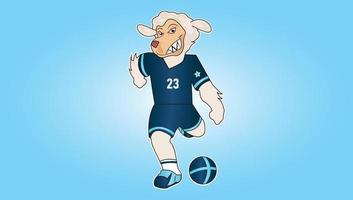 mouton en jouant Football jeu esport mascotte logo conception vecteur