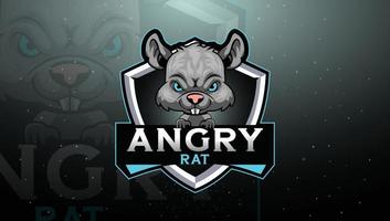 en colère rat mascotte esport logo conception vecteur