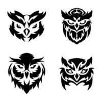 hibou tête logo collection. tribal hibou logo vecteur