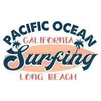 pacifique océan Californie surfant longue plage T-shirt conception vecteur