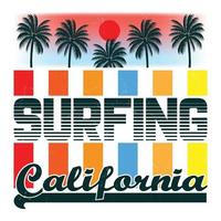 conception de t-shirt de surf en californie vecteur