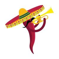 carré vecteur illustration de une dessin animé style légume mariachi musicien. autocollant, icône, imprimer, salutation carte, affiche etc.