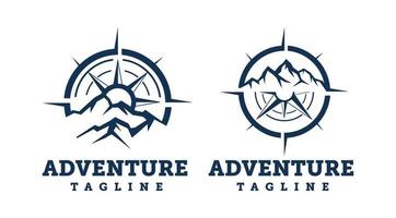 Montagne boussole logo conception modèle. boussole silhouette logo clipart. aventure logo vecteur