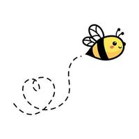 dessin animé mignonne peu abeille en volant sur le à pois ligne à trouver sucré mon chéri vecteur