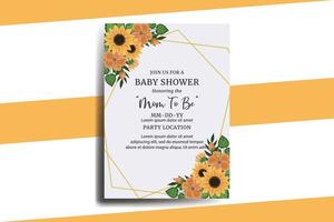 bébé douche salutation carte tournesol conception modèle vecteur