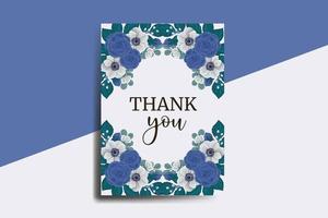 remercier vous carte salutation carte bleu Rose fleur conception modèle vecteur