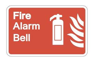 Signe de symbole de sécurité de cloche d'alarme incendie sur fond blanc, illustration vectorielle