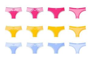 ensemble de différents types et couleurs de culottes de lingerie pour femmes. vecteur