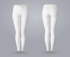 maquette de leggings femmes en vue avant et arrière, isolé sur fond gris. Illustration vectorielle réaliste 3d vecteur