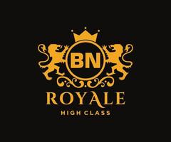d'or lettre bn modèle logo luxe or lettre avec couronne. monogramme alphabet . magnifique Royal initiales lettre. vecteur