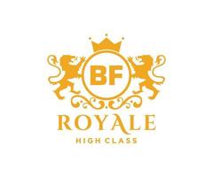 d'or lettre bf modèle logo luxe or lettre avec couronne. monogramme alphabet . magnifique Royal initiales lettre. vecteur