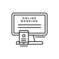 en ligne bancaire, téléphone intelligent, moniteur vecteur icône illustration