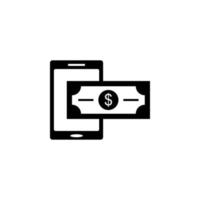 commerce électronique, paiement, téléphone, argent vecteur icône illustration