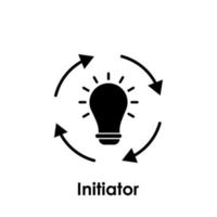 cercle, flèches, ampoule, initiateur vecteur icône illustration